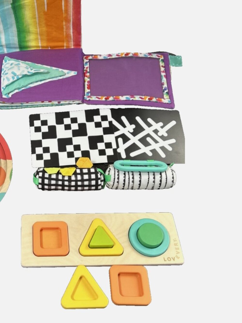 Lovevery Mixed Montessori Toy Lot Activity Book Puzzle Sensory Crinkle Roller